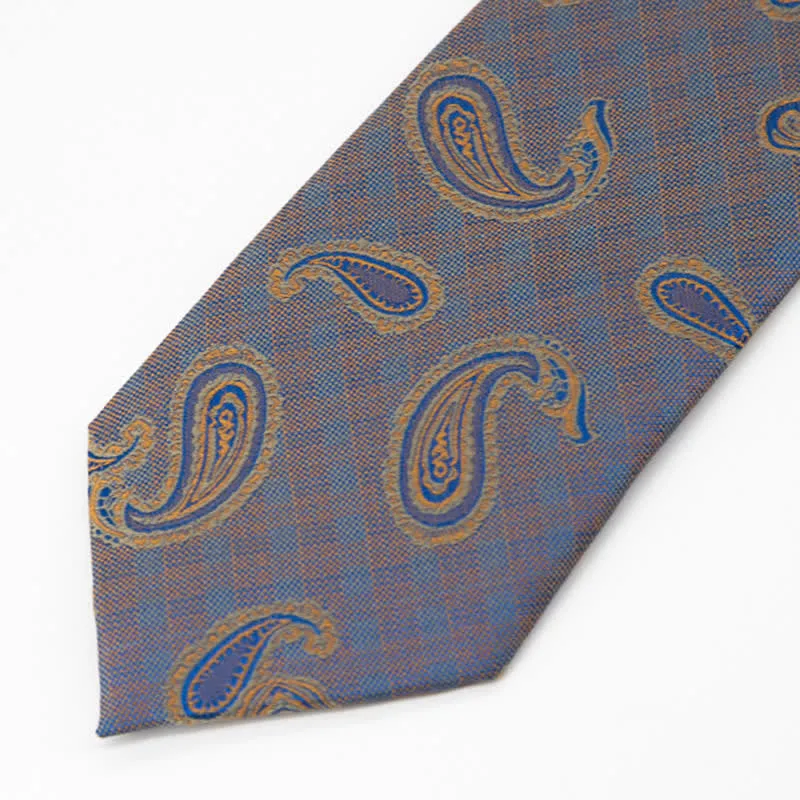Men's Kaleidoscope Blue & Gold Paisley Necktie sold by FloralTrip product image thumbnail 3