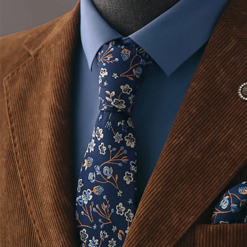Men's Mysterious Navy & White Floral Necktie sold by FloralTrip