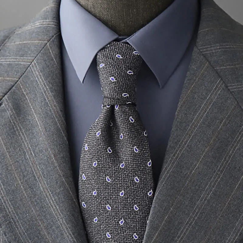 Men's Gray & Blue Micro Paisley Necktie sold by FloralTrip