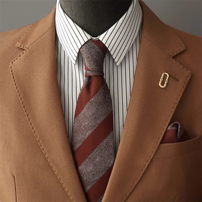 Men's Brown & Gray Block Striped Necktie sold by FloralTrip