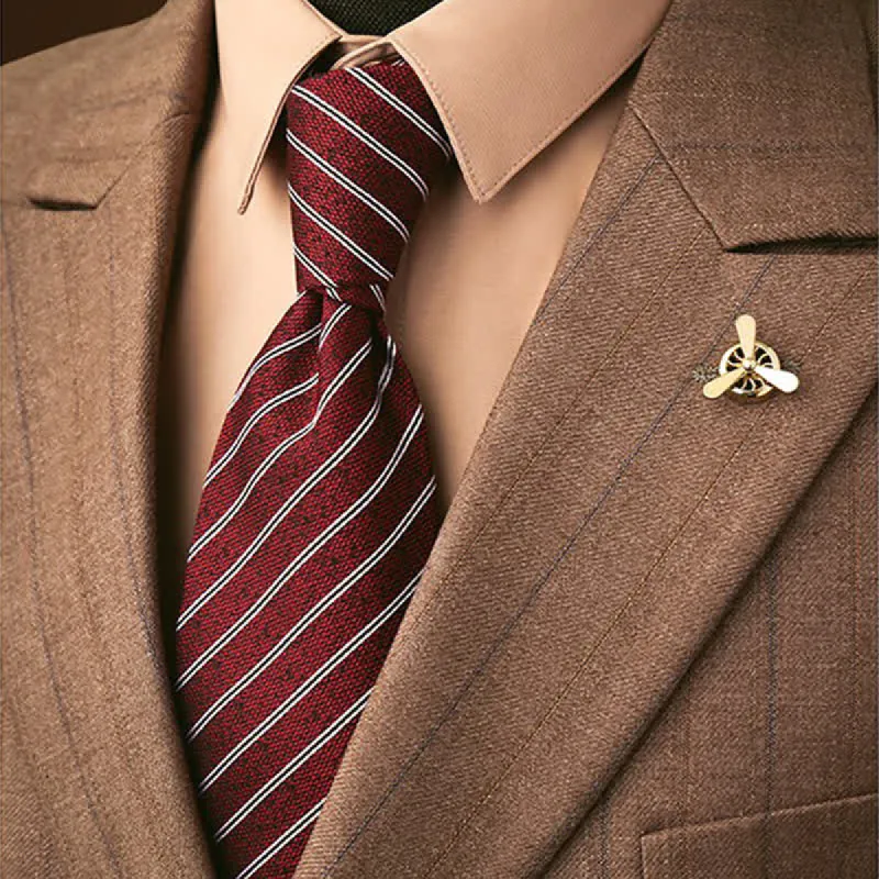 Men's Dark Red & White Thin Striped Necktie sold by FloralTrip