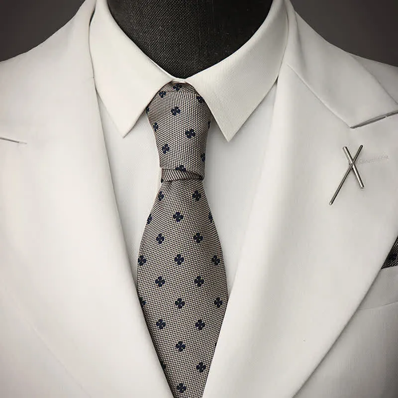 Men's Silver Gray Cloverleaf Necktie sold by FloralTrip