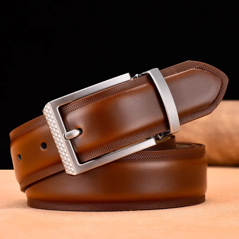 Men's Noble Black and Silver Buckle Leather Belt sold by FloralTrip