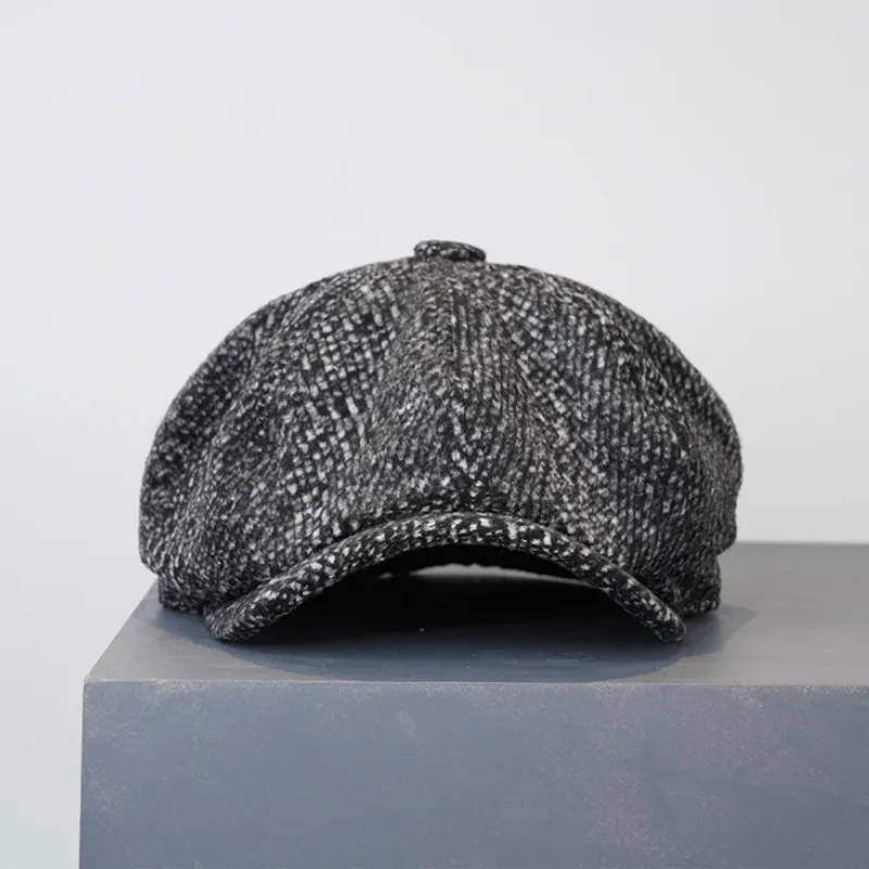 Black Fleck Tweed Newsboy Octagonal Beret Cap sold by FloralTrip product image thumbnail 4