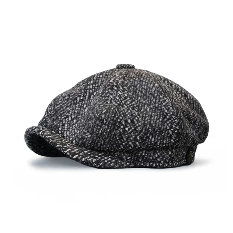 Black Fleck Tweed Newsboy Octagonal Beret Cap sold by FloralTrip