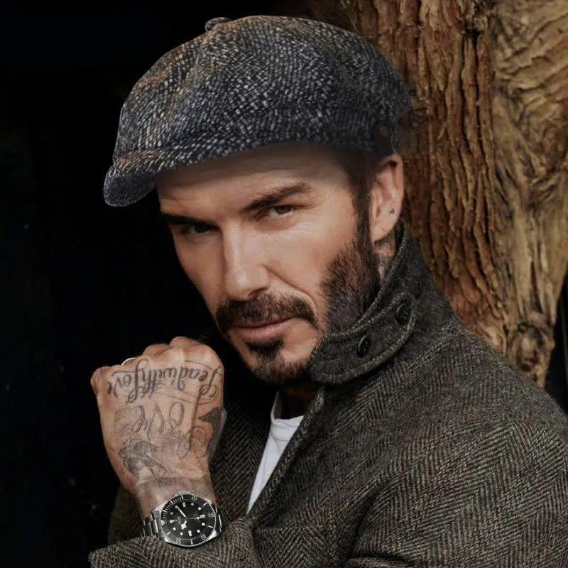 Black Fleck Tweed Newsboy Octagonal Beret Cap sold by FloralTrip product image thumbnail 2