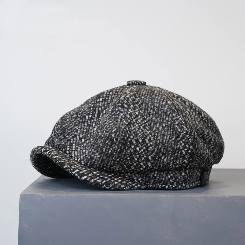 Black Fleck Tweed Newsboy Octagonal Beret Cap sold by FloralTrip product image thumbnail 3