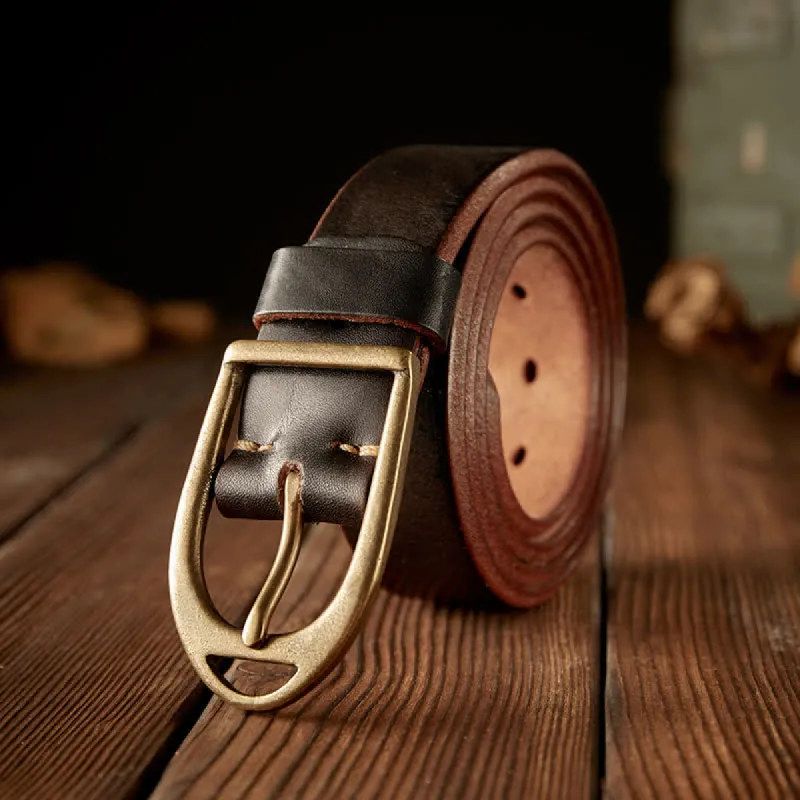 Men's Heavy Duty Copper Buckle Leather Belt sold by FloralTrip