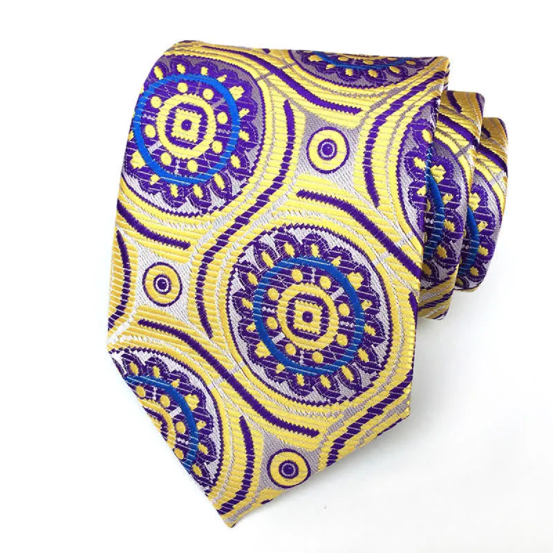 Men's Royal Geometric Medallion Flower Necktie sold by FloralTrip