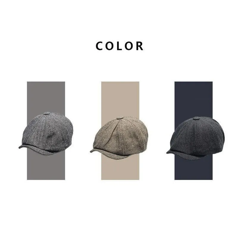 Men's Gentleman Herringbone Pattern Octagonal Beret Cap sold by FloralTrip product image thumbnail 5