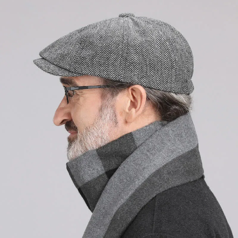 Men's Gentleman Herringbone Pattern Octagonal Beret Cap sold by FloralTrip product image thumbnail 3