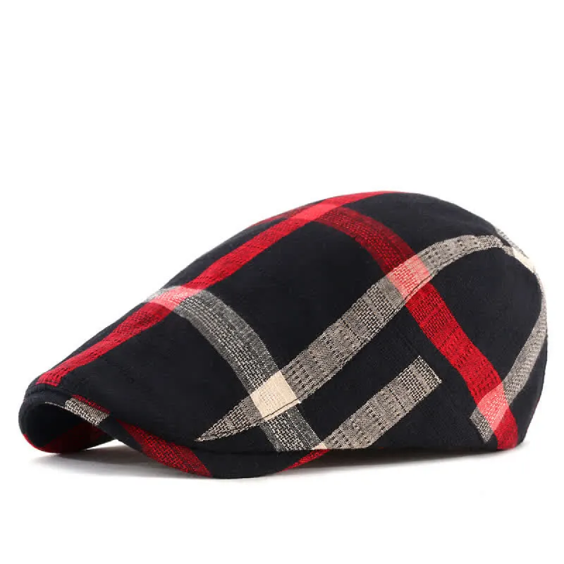 Striped Plaid Thin Adjustable Beret Cap sold by FloralTrip