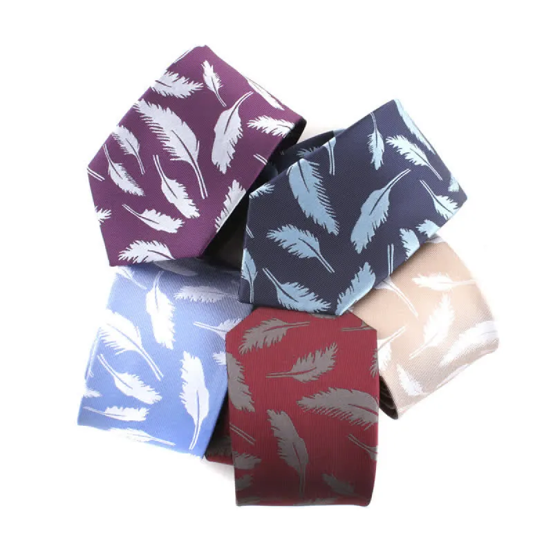 Men's Feather Printing Jacquard Necktie sold by FloralTrip