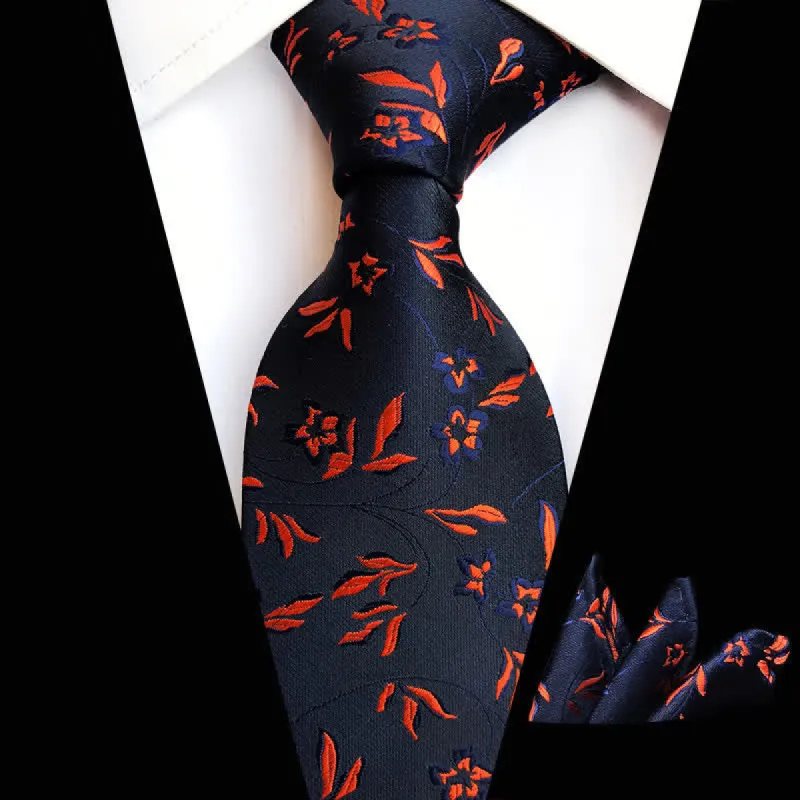 2Pcs Men's Burning Flame Floral Necktie Set sold by FloralTrip