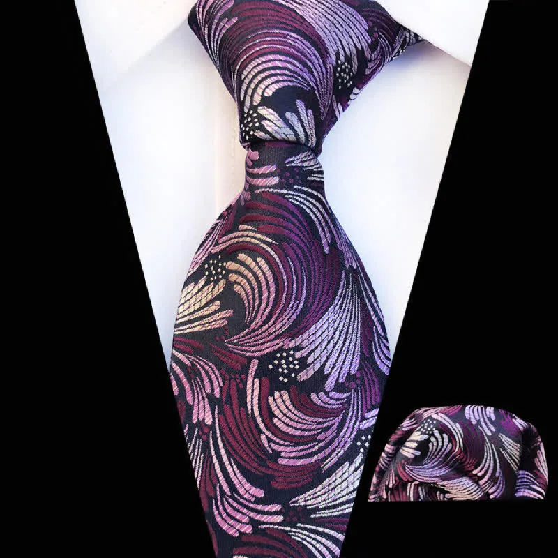 2Pcs Men's Splashing Waves Floral Necktie Set sold by FloralTrip