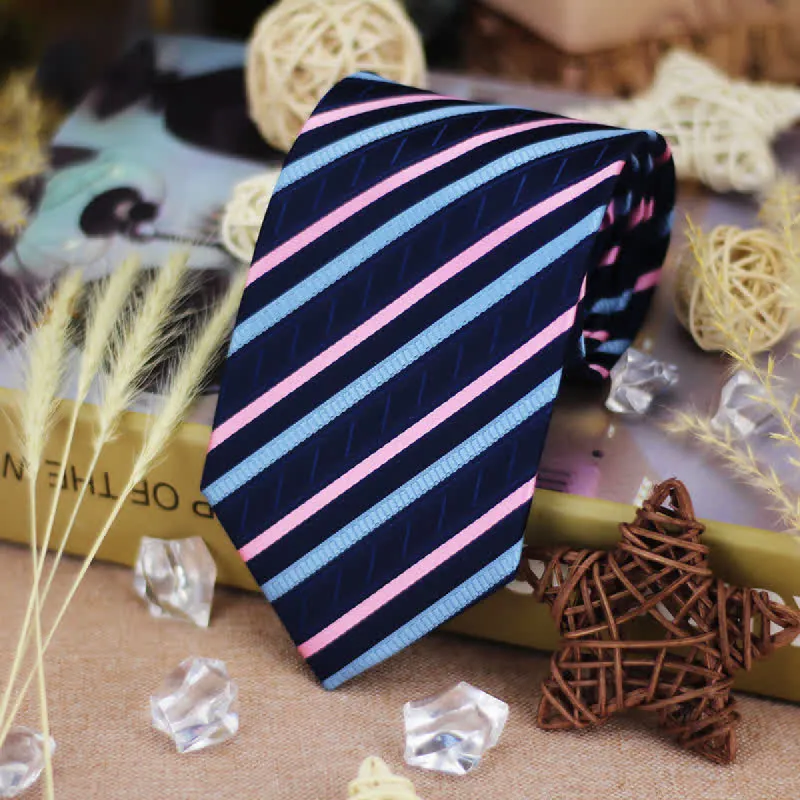 Men's Classic Gradient Blue & Pink Striped Necktie sold by FloralTrip