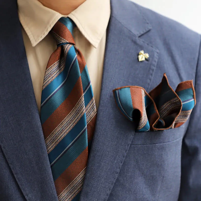 2Pcs Men's British Color Contrast Striped Necktie Set sold by FloralTrip