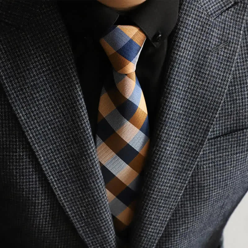 Men's Blend Color Zipper Tie Plaid Necktie sold by FloralTrip