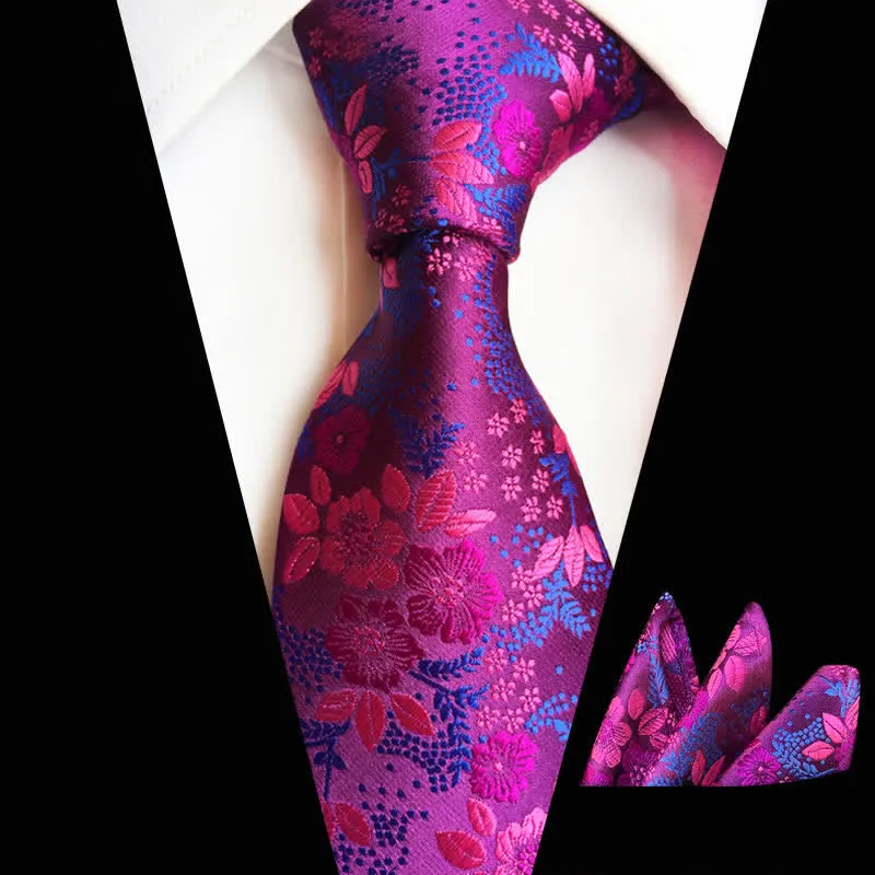 2Pcs Men's Plum Blossoms Floral Necktie Set sold by FloralTrip