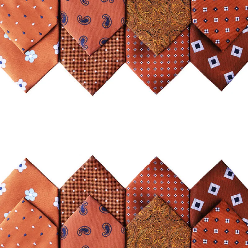 Men's Orange-Red Series Micro Motifs Necktie made by FloralTrip