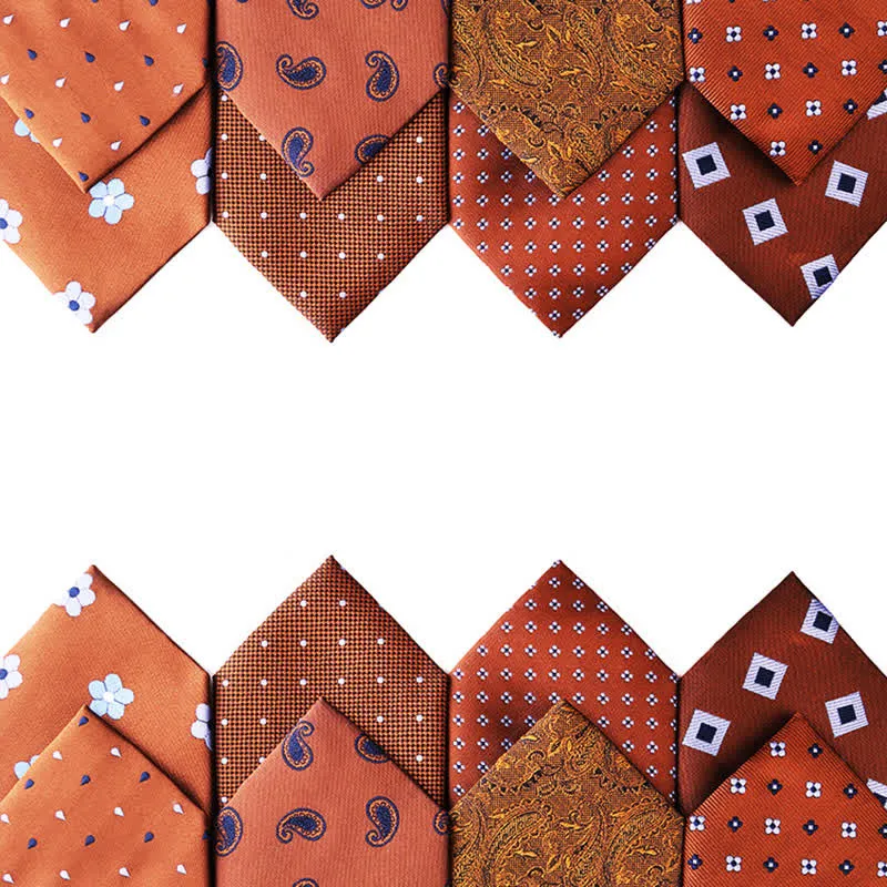 Men's Orange-Red Series Micro Motifs Necktie sold by FloralTrip