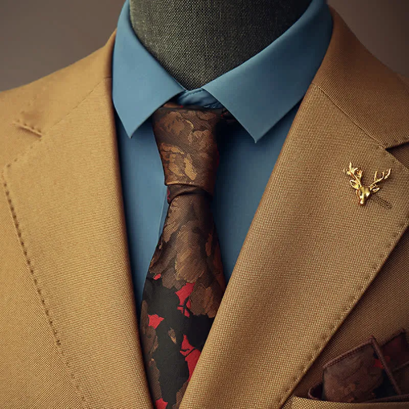 Men's Black & Rust Brown Flowering Plants Necktie sold by FloralTrip