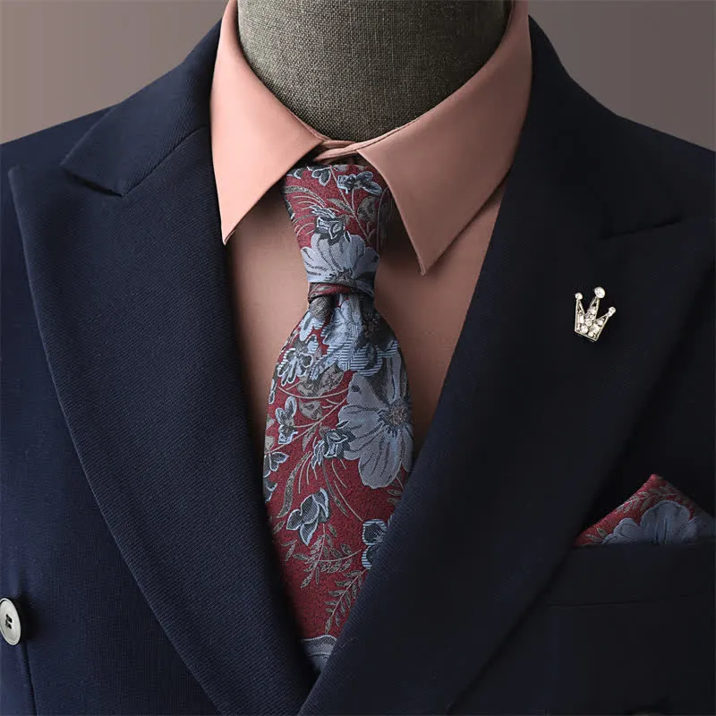 Men's Elegant CornflowerBlue Floral Necktie sold by FloralTrip