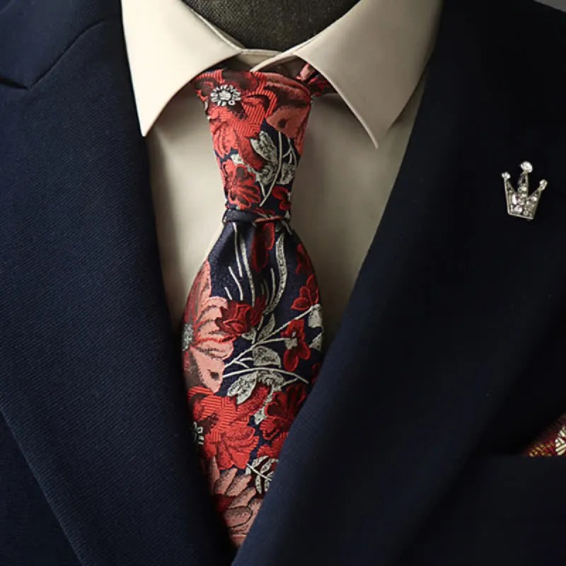 Men's Mystical Pink & Red Floral Necktie sold by FloralTrip