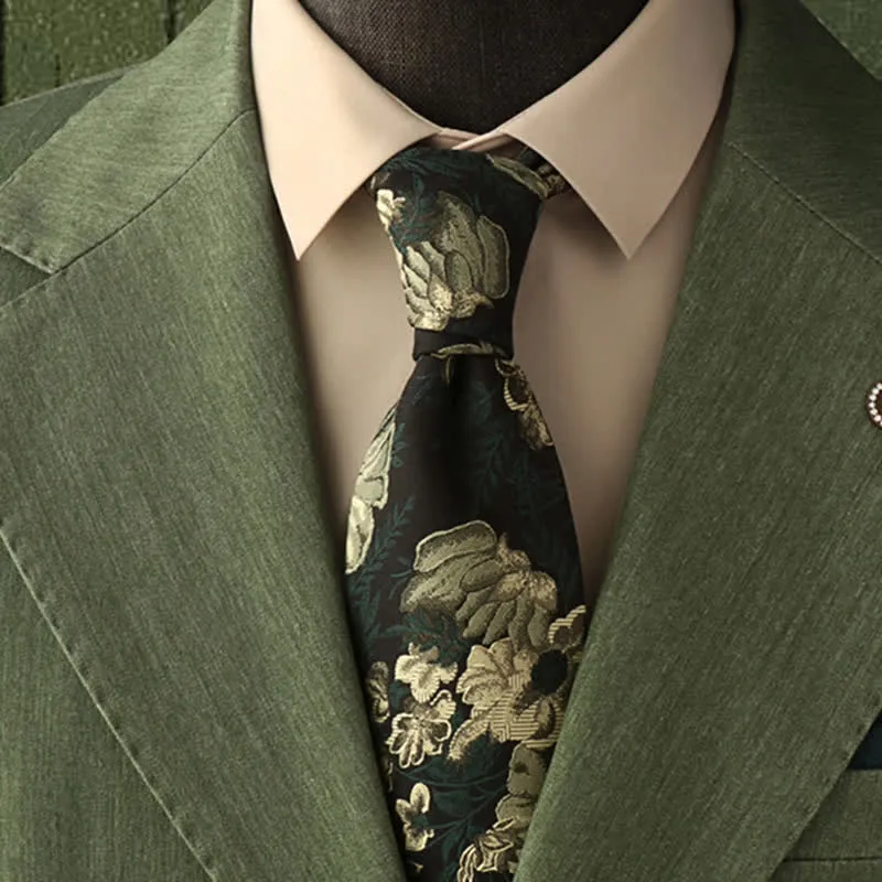 Men's Pine Forest Green Floral Necktie Pocket Square sold by FloralTrip