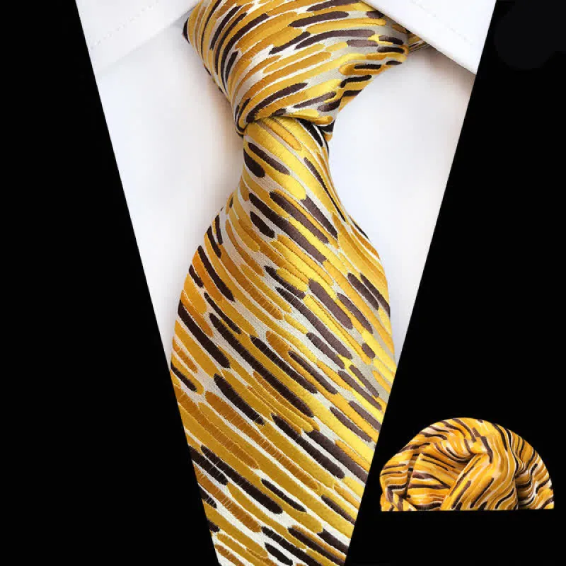 2Pcs Men's Whirlwind Striped Necktie Set sold by FloralTrip