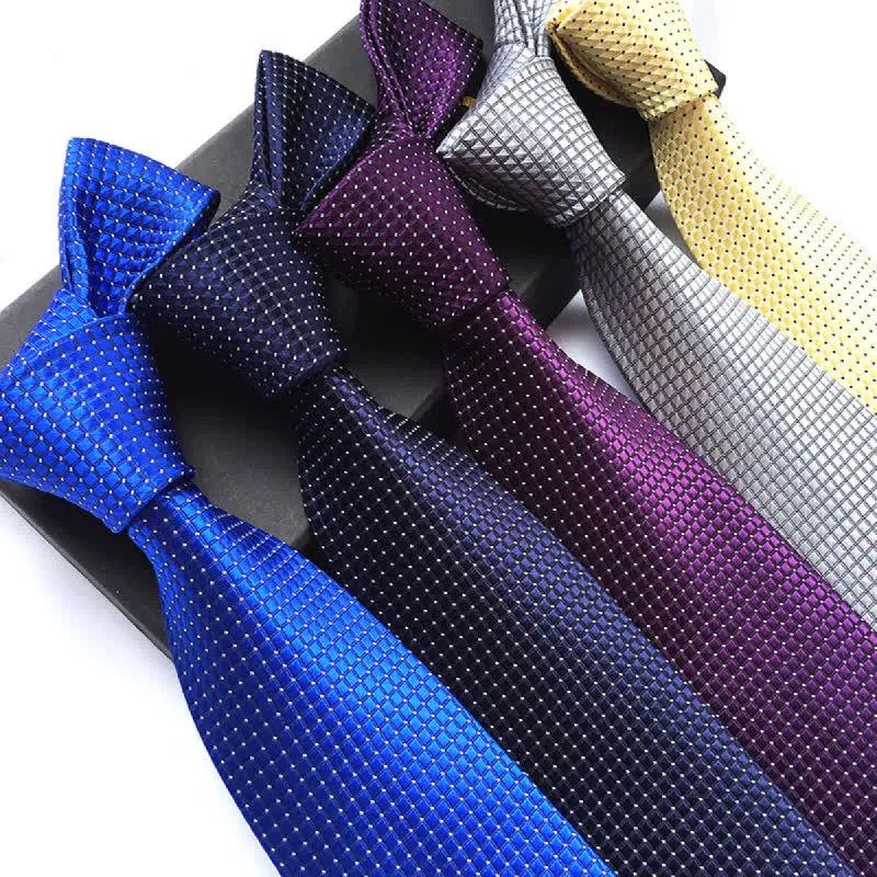Men's Solid Color Subtle Checked Office Necktie sold by FloralTrip