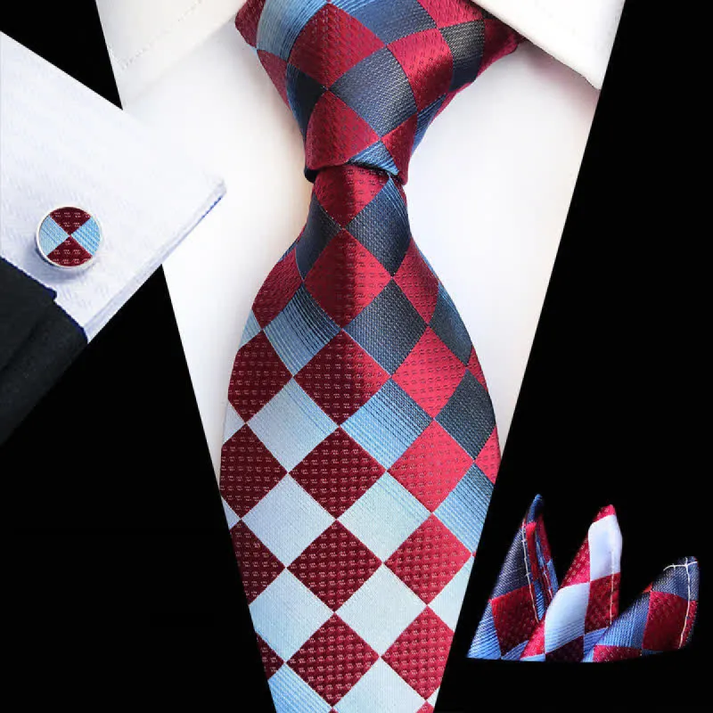 3Pcs Men's Contrast Color Checkerboard Necktie Set sold by FloralTrip