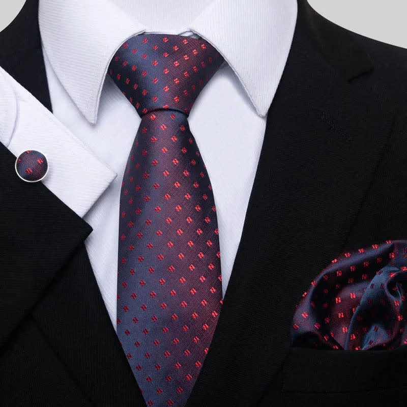 3Pcs Men's Timeless Deep Red Dots Necktie Set sold by FloralTrip