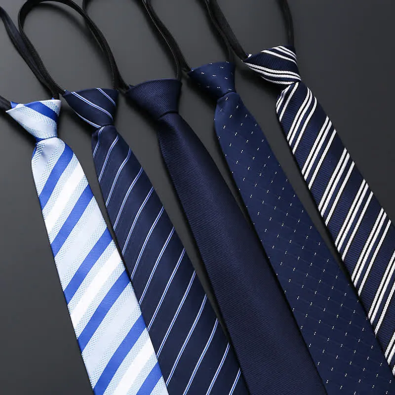 Men's Blue Series Zipper Tie Business Necktie sold by FloralTrip