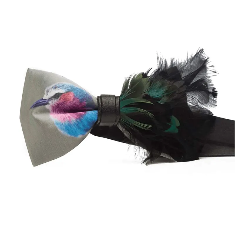 Dark Green Graphic Bird Tail Feather Bow Tie made by FloralTrip