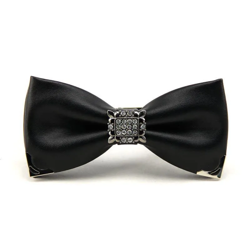 Men's Crystal Rhinestone Leather Bow Tie sold by FloralTrip