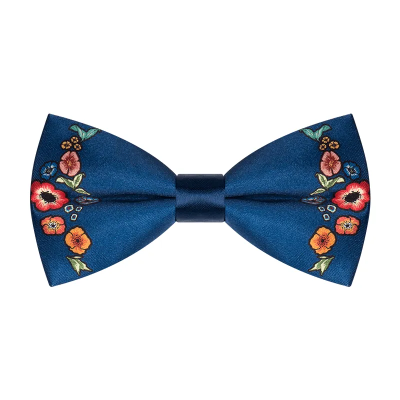 Men's Navy Baroque Flower Bow Tie sold by FloralTrip