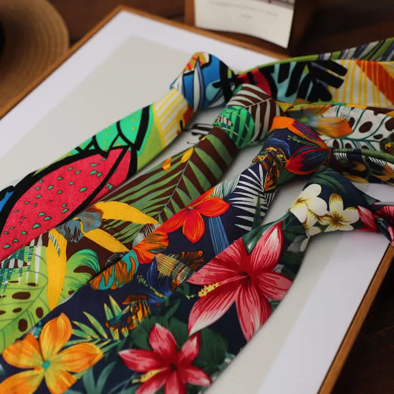 Men's Colorful Tropical Floral Necktie sold by FloralTrip