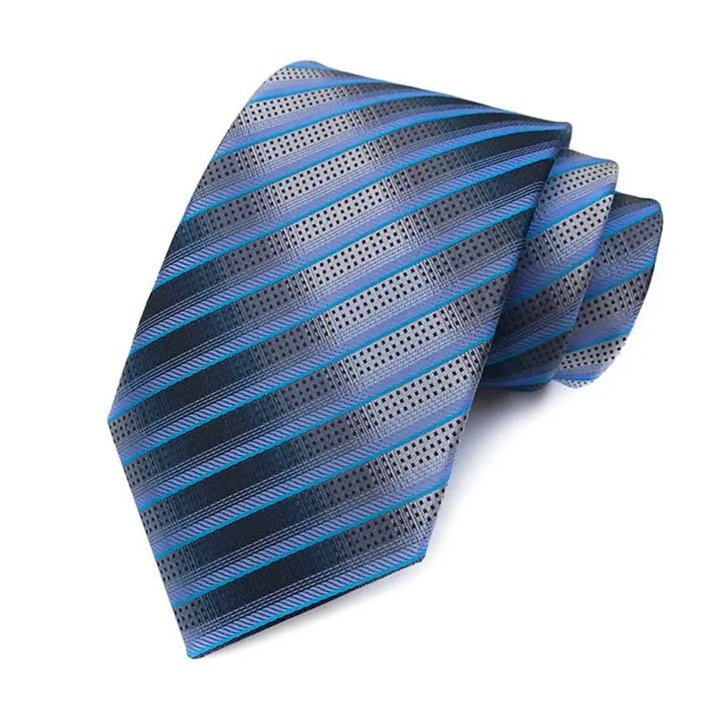3Pcs Men's Modern Blue & Gray Striped Necktie Set sold by FloralTrip product image thumbnail 2