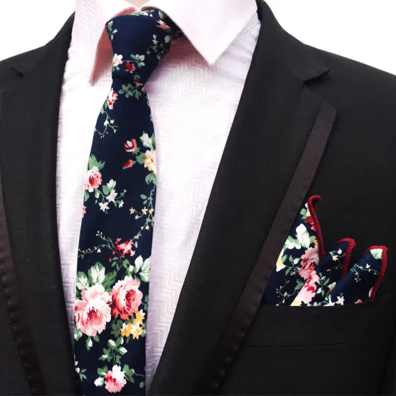2Pcs Men's Pastel Flower Hanky Necktie Set sold by FloralTrip