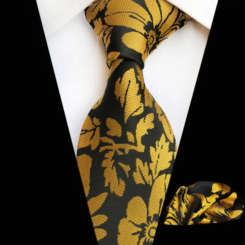 2Pcs Men's Garden Leaves Floral Necktie Set sold by FloralTrip