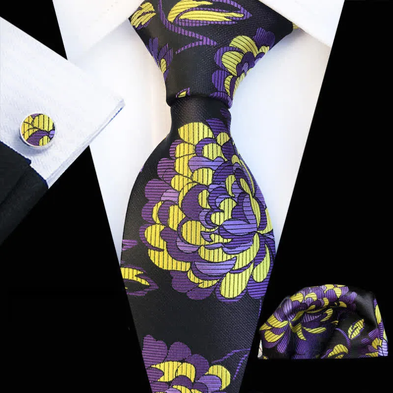 3Pcs Men's Showy Peony Floral Necktie Set sold by FloralTrip