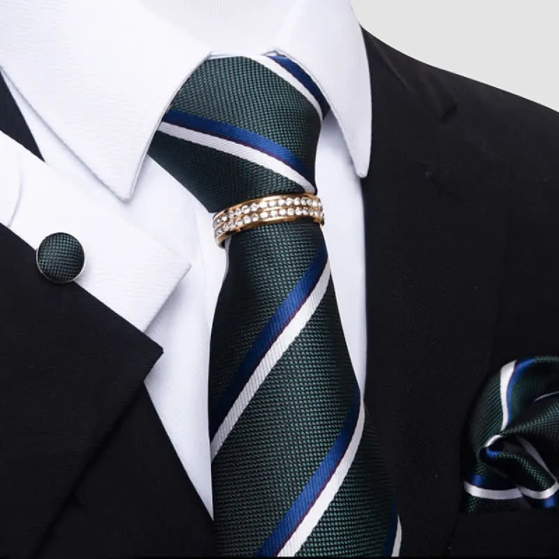 4Pcs Men's Striped Necktie Set With Tie Ring sold by FloralTrip