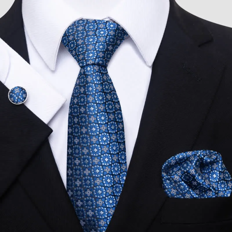 3Pcs Men's SteelBlue Patrician Gent Necktie Set sold by FloralTrip