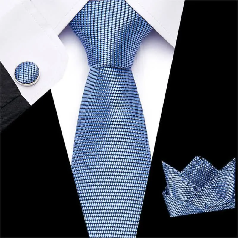 3Pcs LightSkyBlue Men's Solid Color Necktie Set sold by FloralTrip