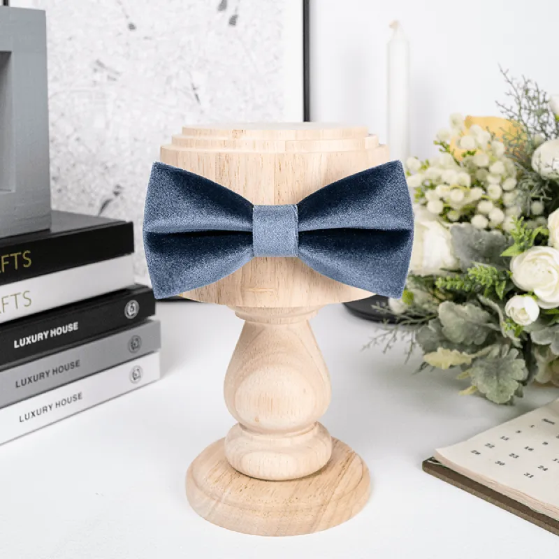 Men's Misty Gray Solid Color Velvet Bow Tie sold by FloralTrip