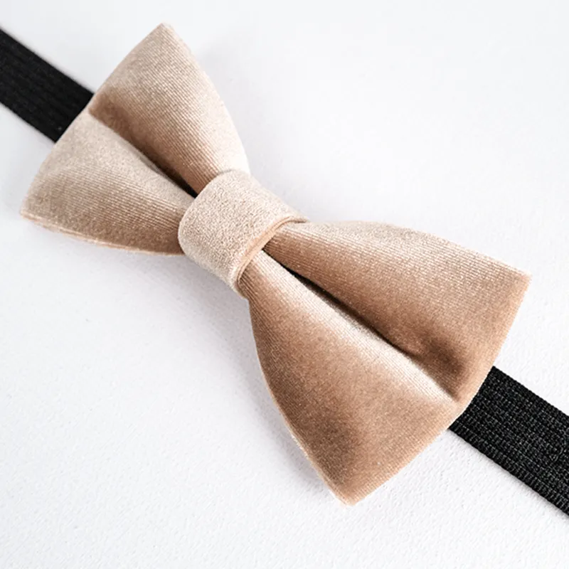Men's Champagne Solid Color Velvet Bow Tie sold by FloralTrip product image thumbnail 5