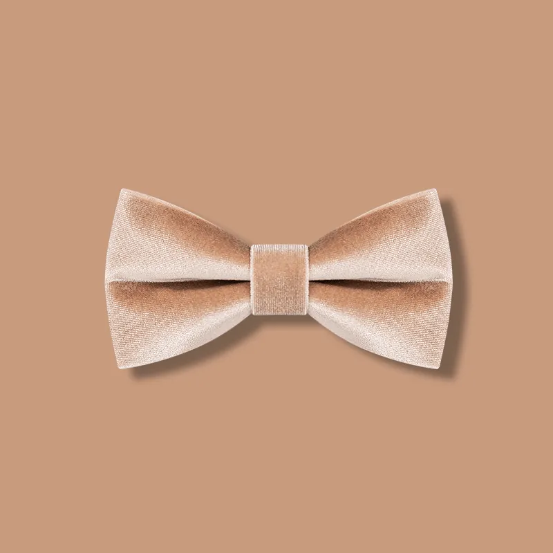 Men's Champagne Solid Color Velvet Bow Tie sold by FloralTrip product image thumbnail 4