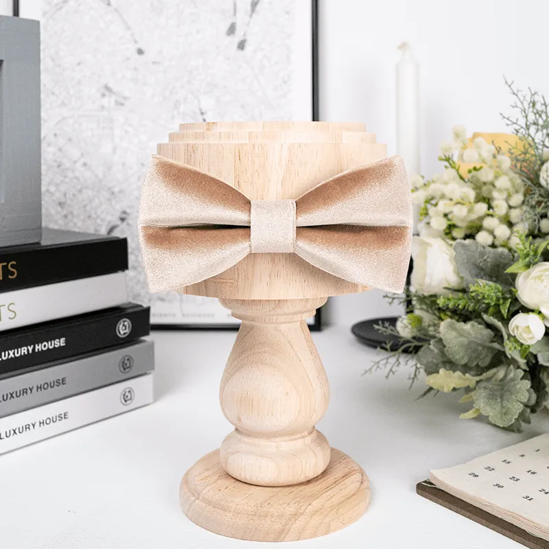 Men's Champagne Solid Color Velvet Bow Tie sold by FloralTrip