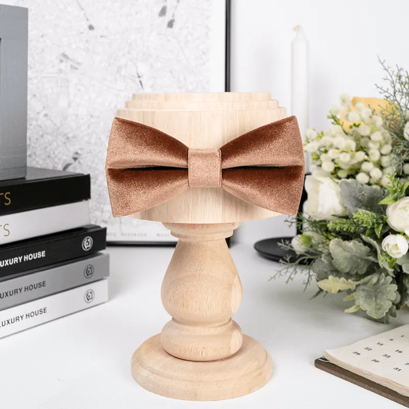 Men's Caramel Brown Solid Color Velvet Bow Tie sold by FloralTrip